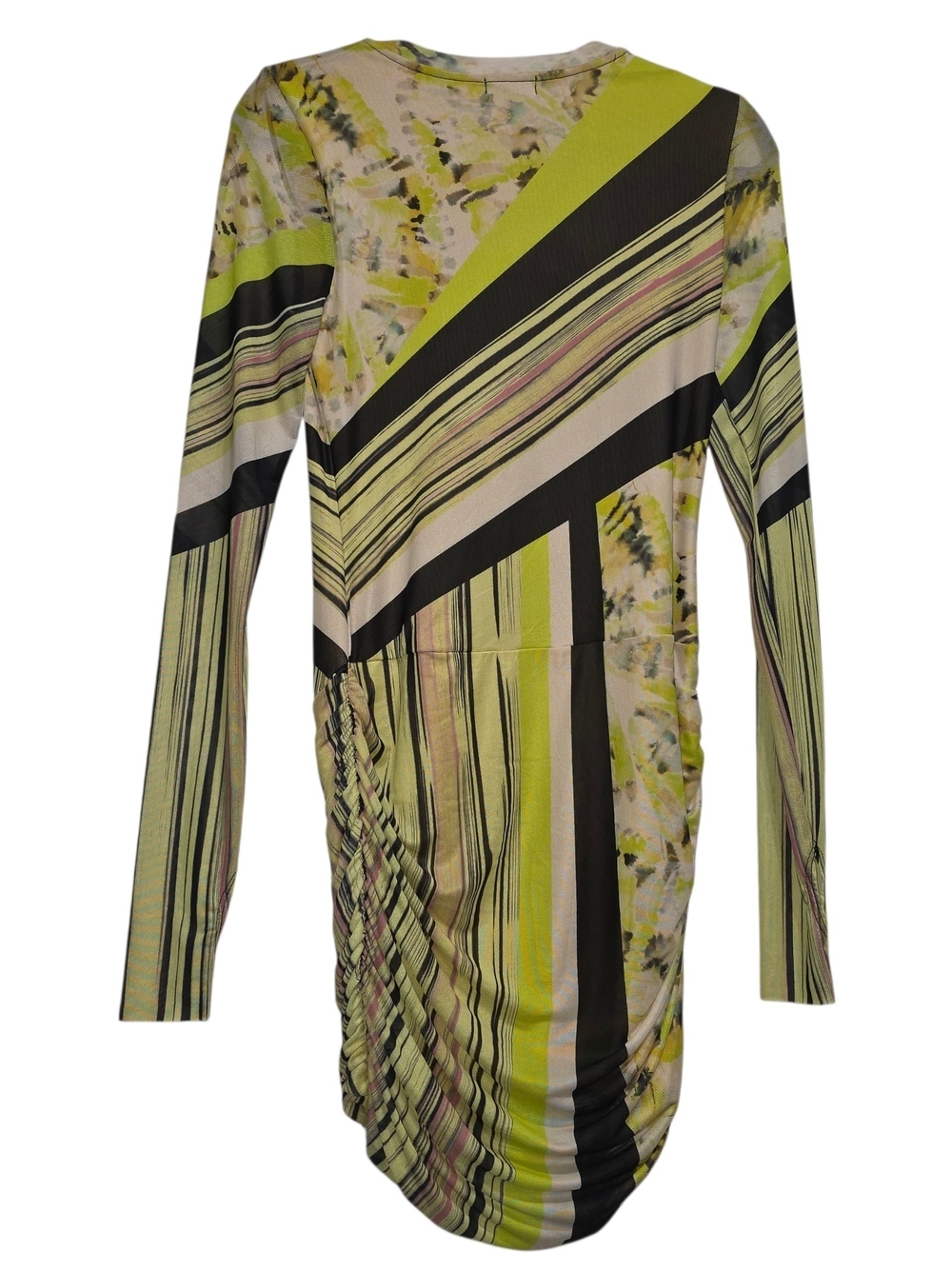 AFRM Mirza Mesh Ruched Bodycon Mini Dress Abstract Print Long Sleeve Size M - Picture 5 of 13